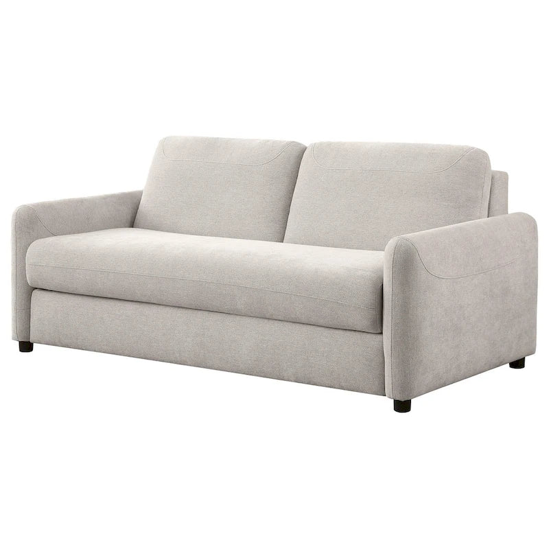 Sofa Sleeper with Queen Size Mattress, Beige Fabric, 74 Inch