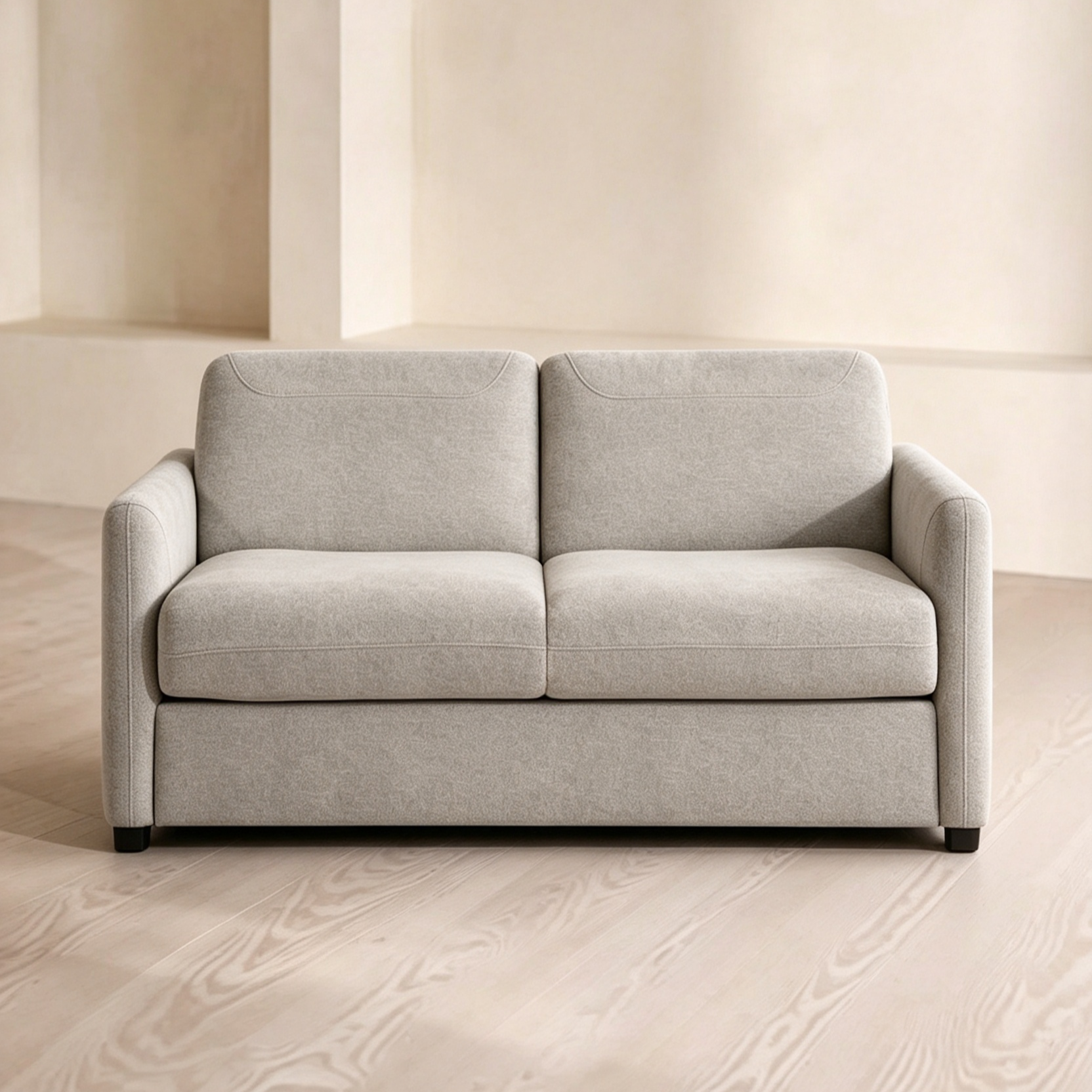 Sofa Sleeper with Queen Size Mattress, Beige Fabric, 74 Inch