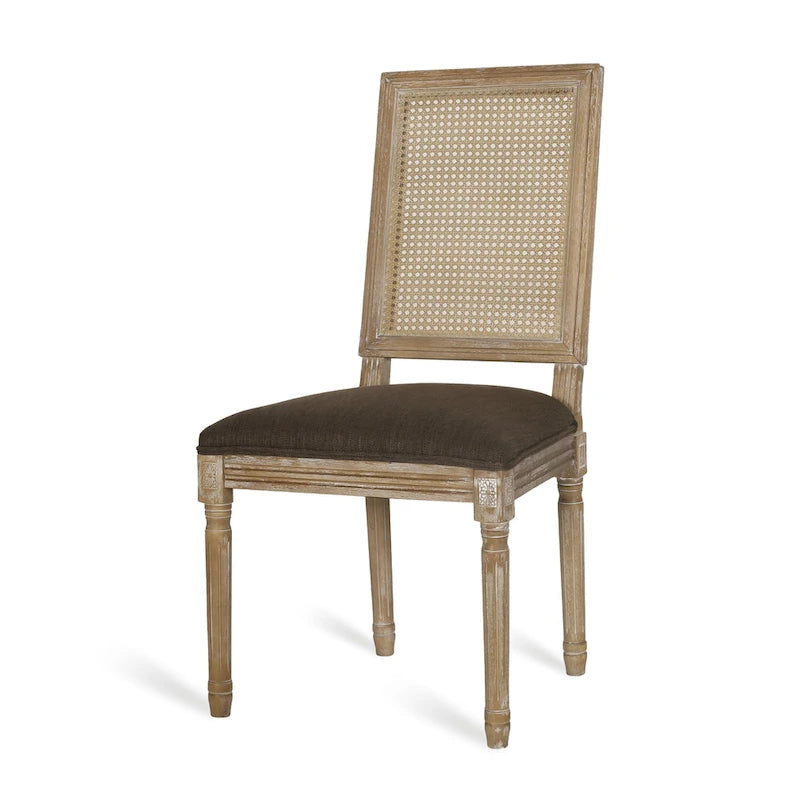 Čalouněná jídelní židle ze dřeva a ratanu, 4 ks v sadě