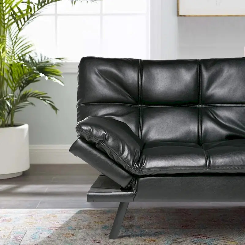 Futon Couch Sofa Bed, Faux Leather Convertible Loveseat