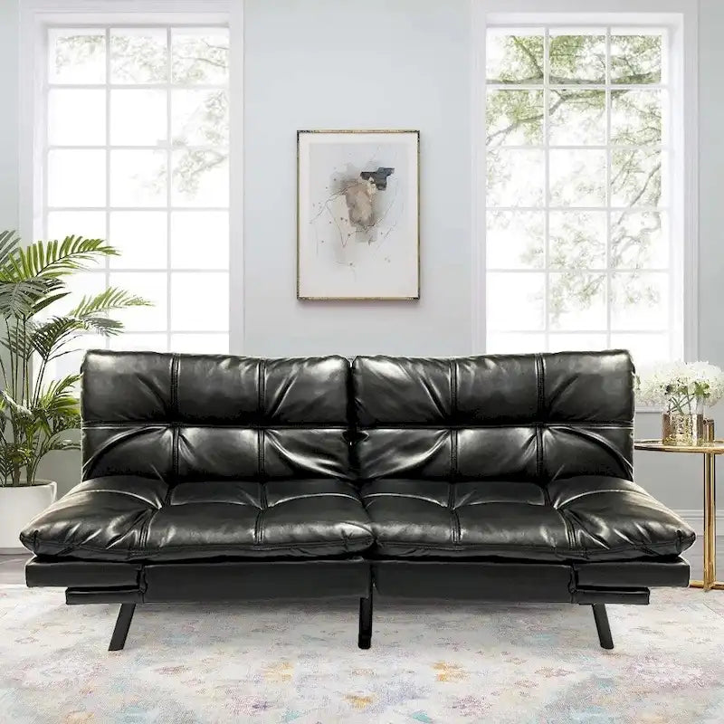 Futon Couch Sofa Bed, Faux Leather Convertible Loveseat