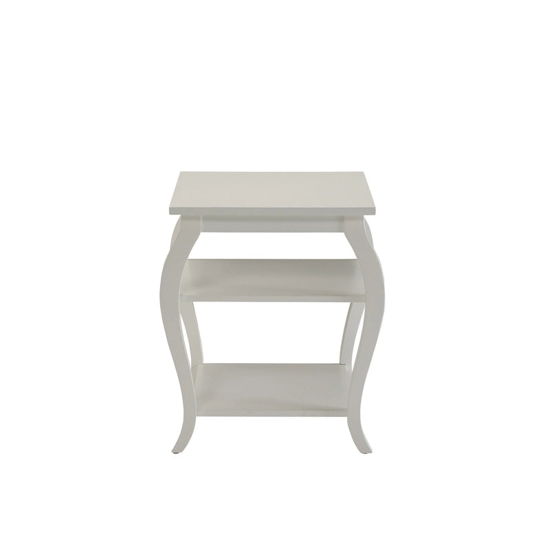 23" Black Wood Bow Leg End Table with Two Shelves - 20W x 18D x 23H