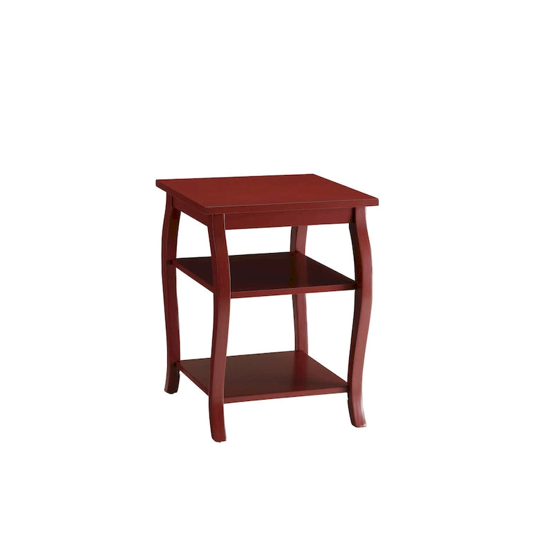23" Black Wood Bow Leg End Table with Two Shelves - 20W x 18D x 23H