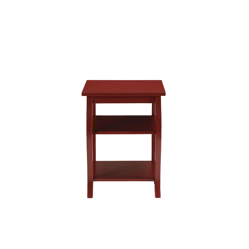 23" Black Wood Bow Leg End Table with Two Shelves - 20W x 18D x 23H