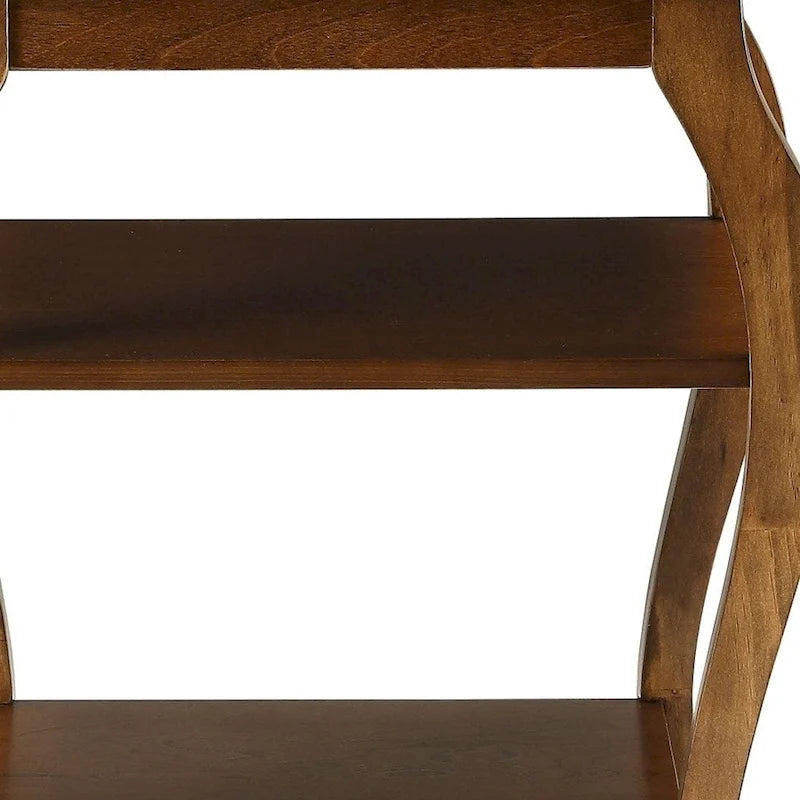 23" Black Wood Bow Leg End Table with Two Shelves - 20W x 18D x 23H