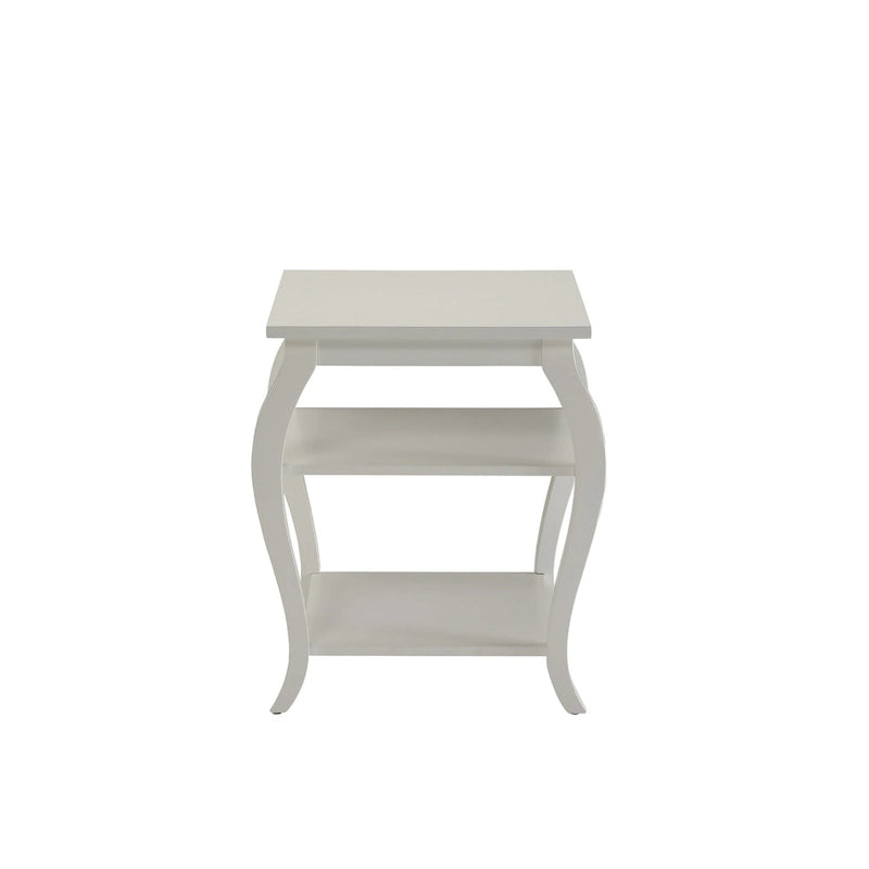23" Black Wood Bow Leg End Table with Two Shelves - 20W x 18D x 23H