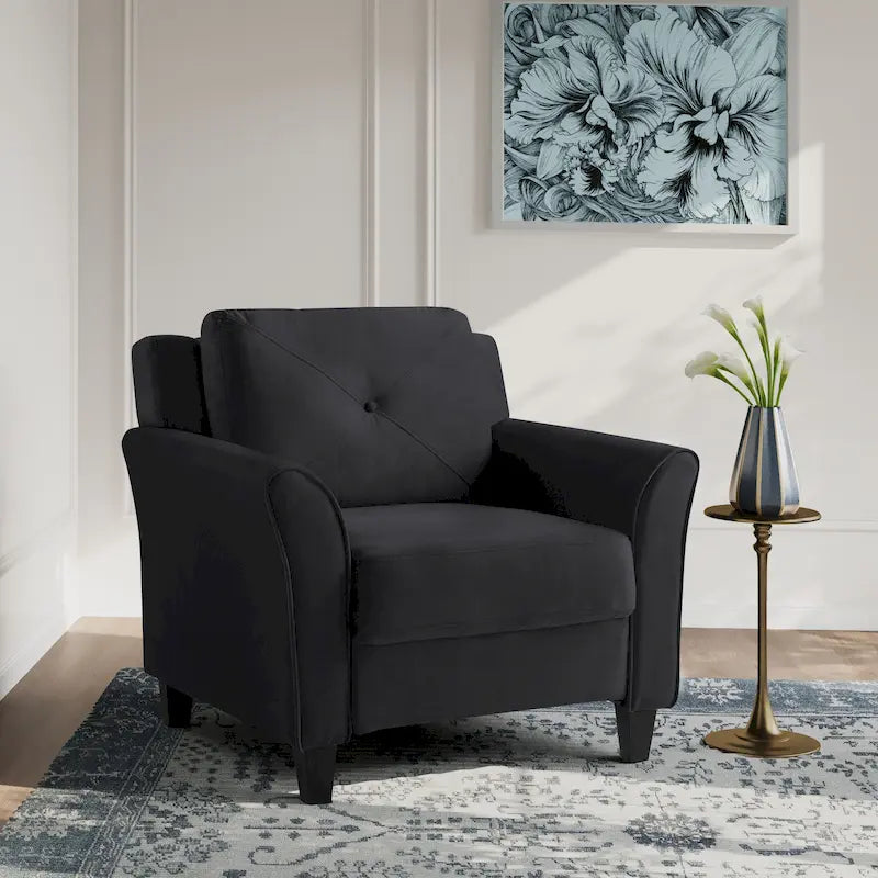 Microfiber Accent Chair with Eucalyptus Wood Frame