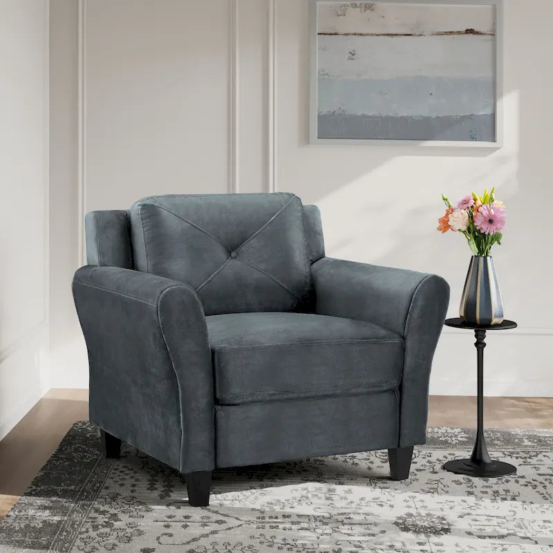 Microfiber Accent Chair with Eucalyptus Wood Frame