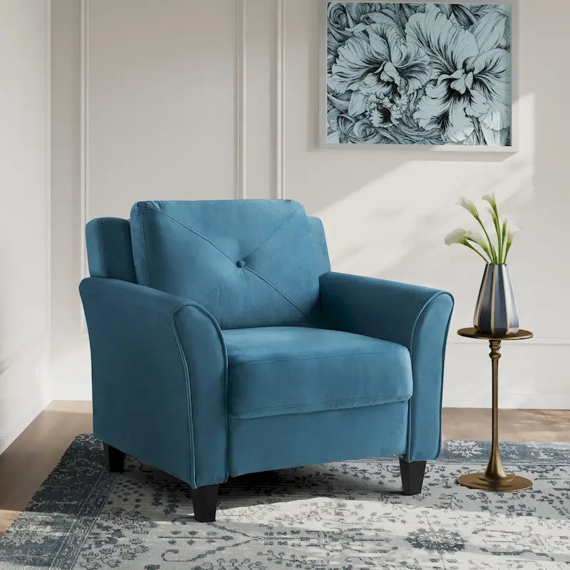 Microfiber Accent Chair with Eucalyptus Wood Frame