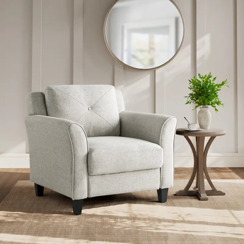 Microfiber Accent Chair with Eucalyptus Wood Frame
