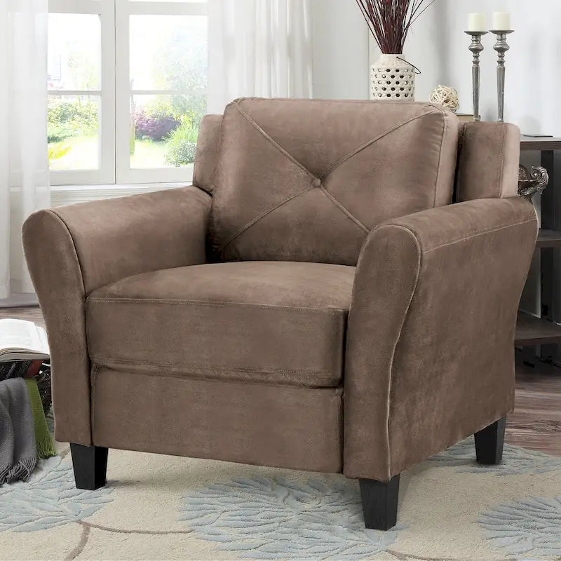 Microfiber Accent Chair with Eucalyptus Wood Frame