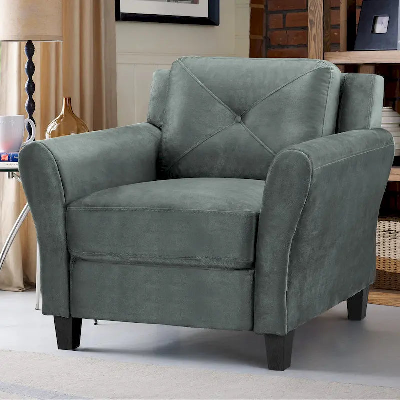 Microfiber Accent Chair with Eucalyptus Wood Frame