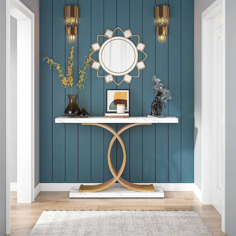 Console Table, Entryway Table with Geometric Legs, Sofa Table - 11.81D x 39.37W x 31.49H