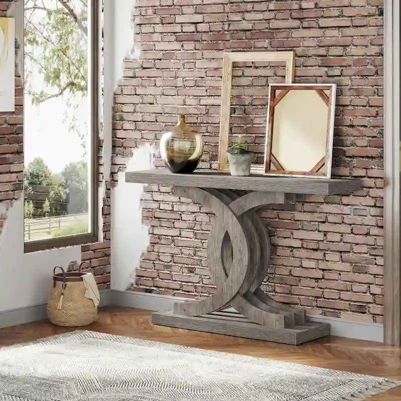 Console Table, Entryway Table with Geometric Legs, Sofa Table - 11.81D x 39.37W x 31.49H