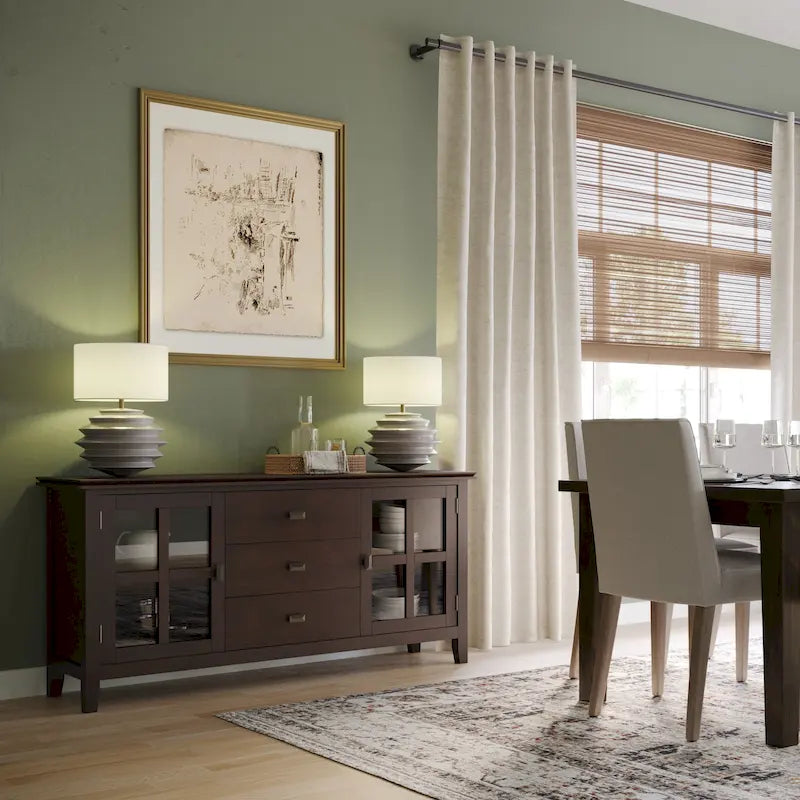 60" Wide Solid Wood Contemporary Sideboard Buffet in Russet Brown