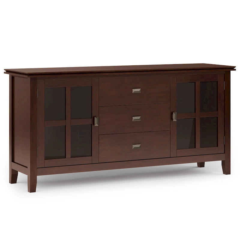 60" Wide Solid Wood Contemporary Sideboard Buffet in Russet Brown