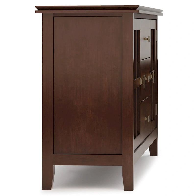 60" Wide Solid Wood Contemporary Sideboard Buffet in Russet Brown