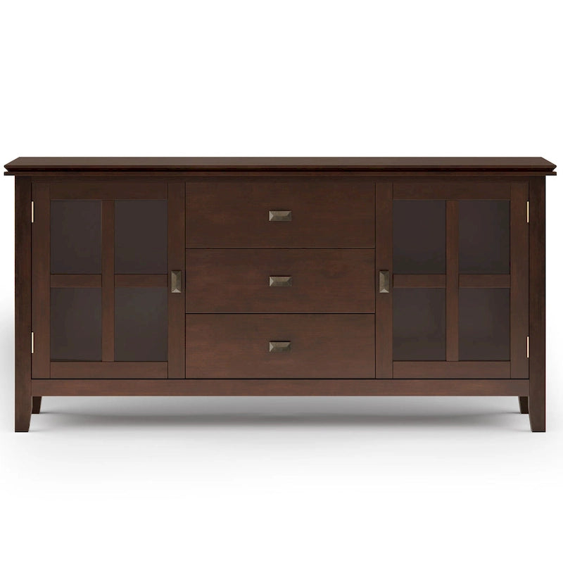 60" Wide Solid Wood Contemporary Sideboard Buffet in Russet Brown