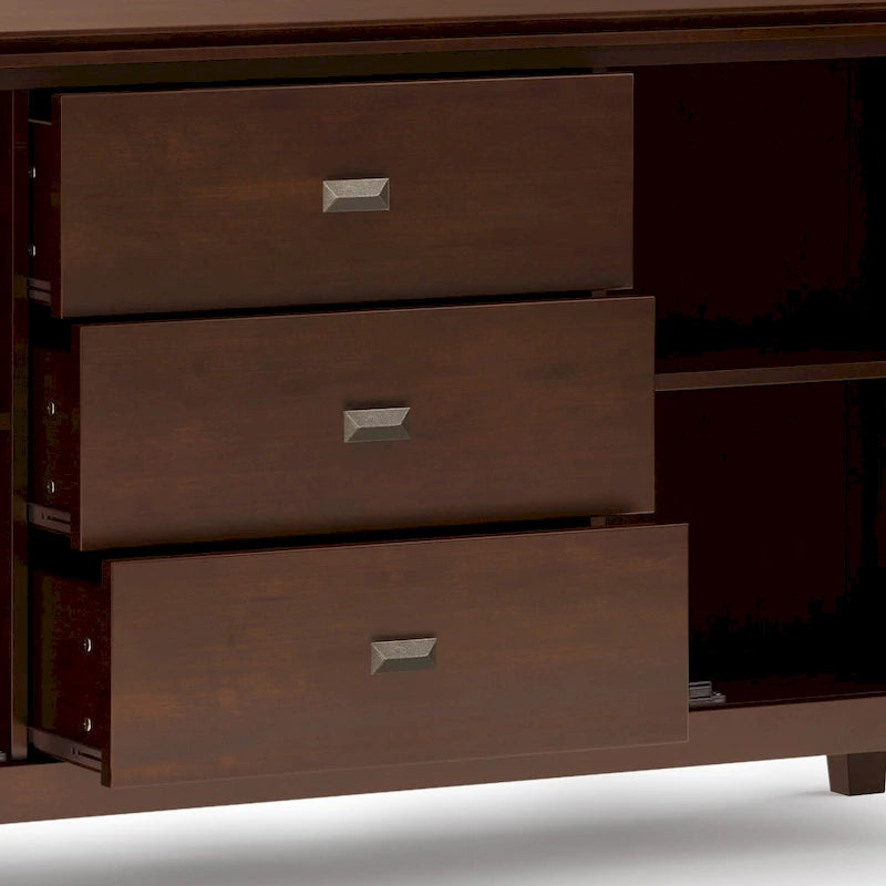 60" Wide Solid Wood Contemporary Sideboard Buffet in Russet Brown