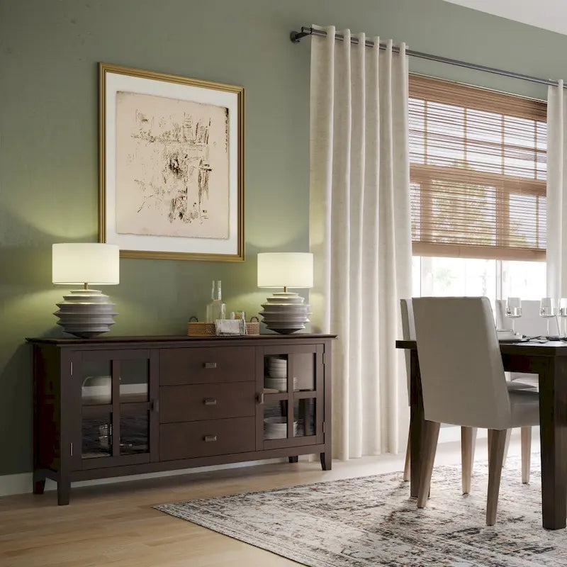 60" Wide Solid Wood Contemporary Sideboard Buffet in Russet Brown
