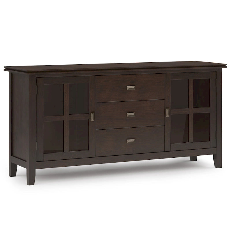 60" Wide Solid Wood Contemporary Sideboard Buffet in Russet Brown