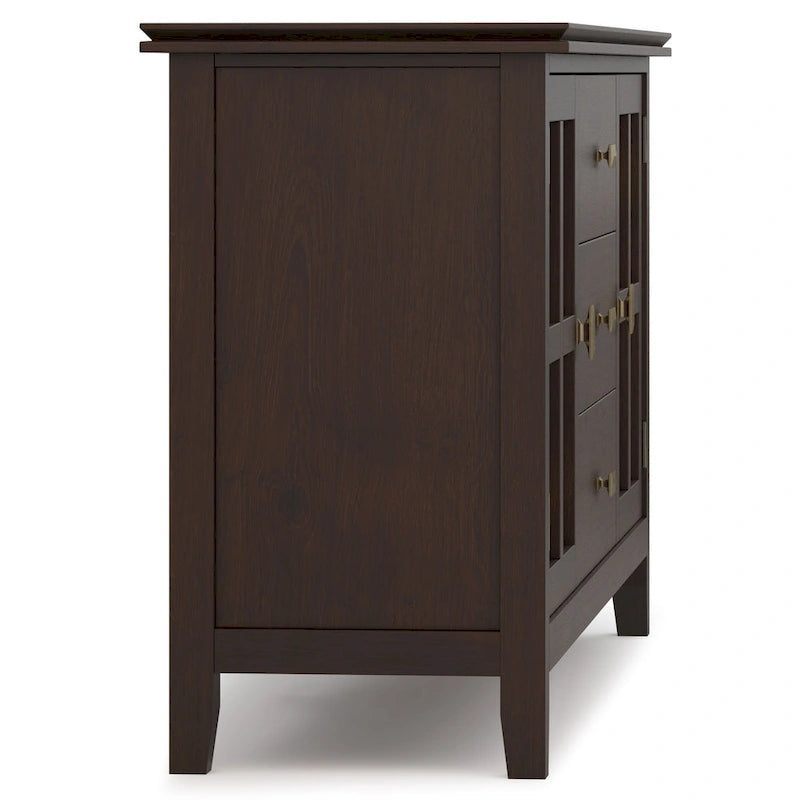 60" Wide Solid Wood Contemporary Sideboard Buffet in Russet Brown