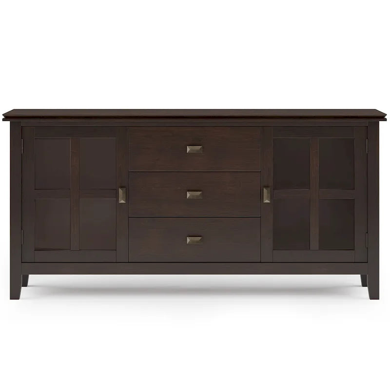 60" Wide Solid Wood Contemporary Sideboard Buffet in Russet Brown