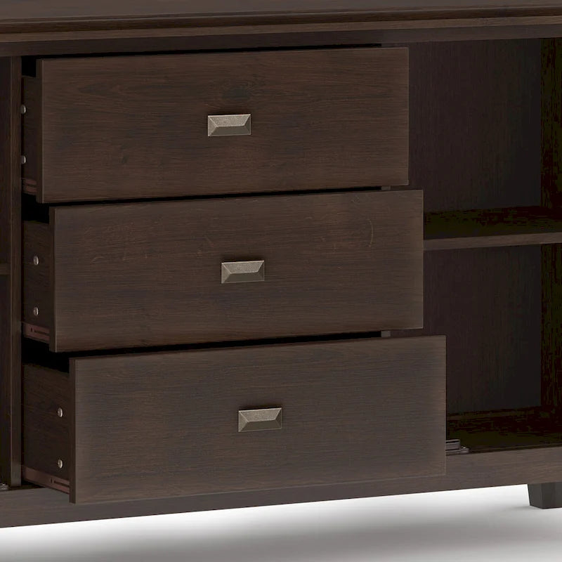 60" Wide Solid Wood Contemporary Sideboard Buffet in Russet Brown