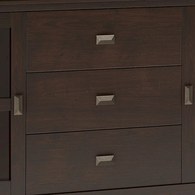 60" Wide Solid Wood Contemporary Sideboard Buffet in Russet Brown
