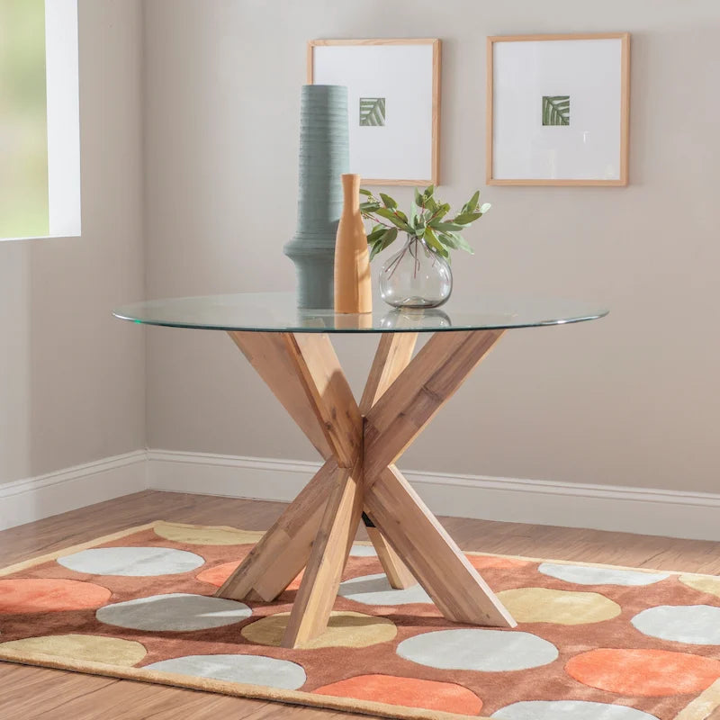 X-base Round Glass Dining Table (Table Only)