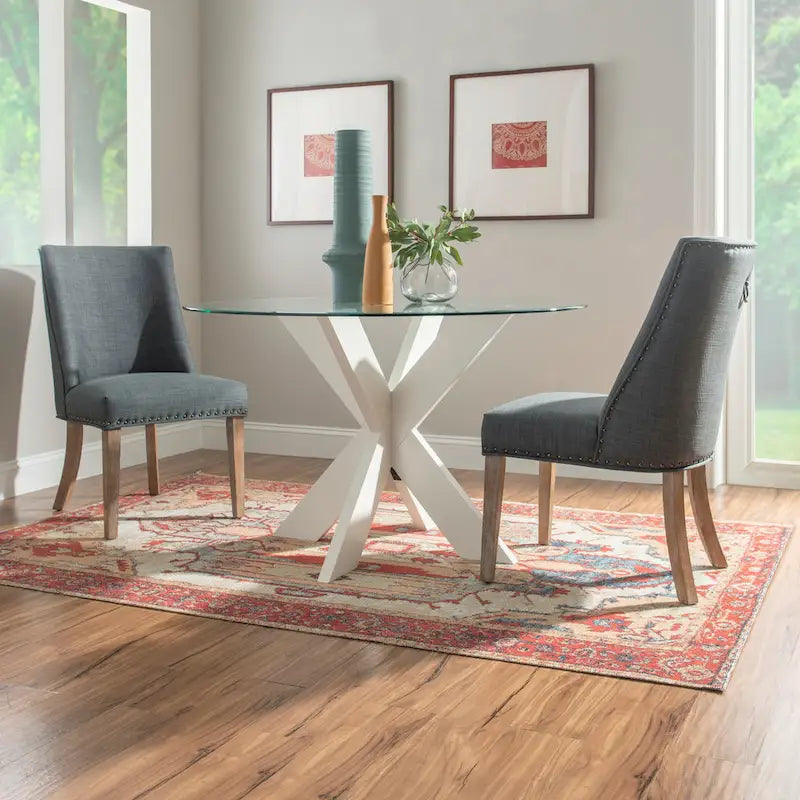X-base Round Glass Dining Table (Table Only)