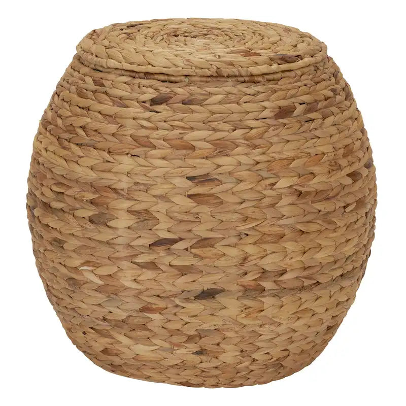 Handwoven Barrel Wicker Storage Basket Side Table - 17x17x19