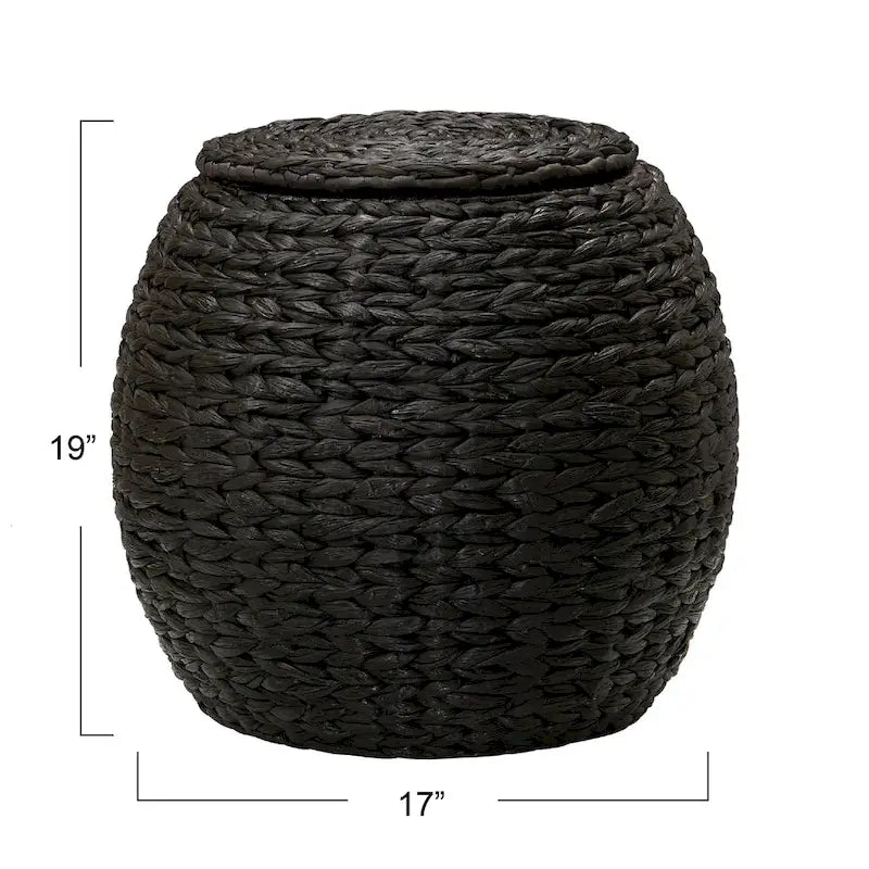 Ručně tkaný koš na uskladnění z proutí ve tvaru sudu – odkládací stolek – 17x17x19