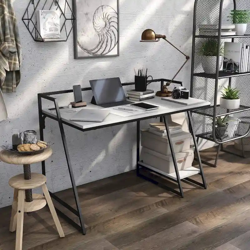 Industrial 49-inch Steel Computer Desk with USB Ports