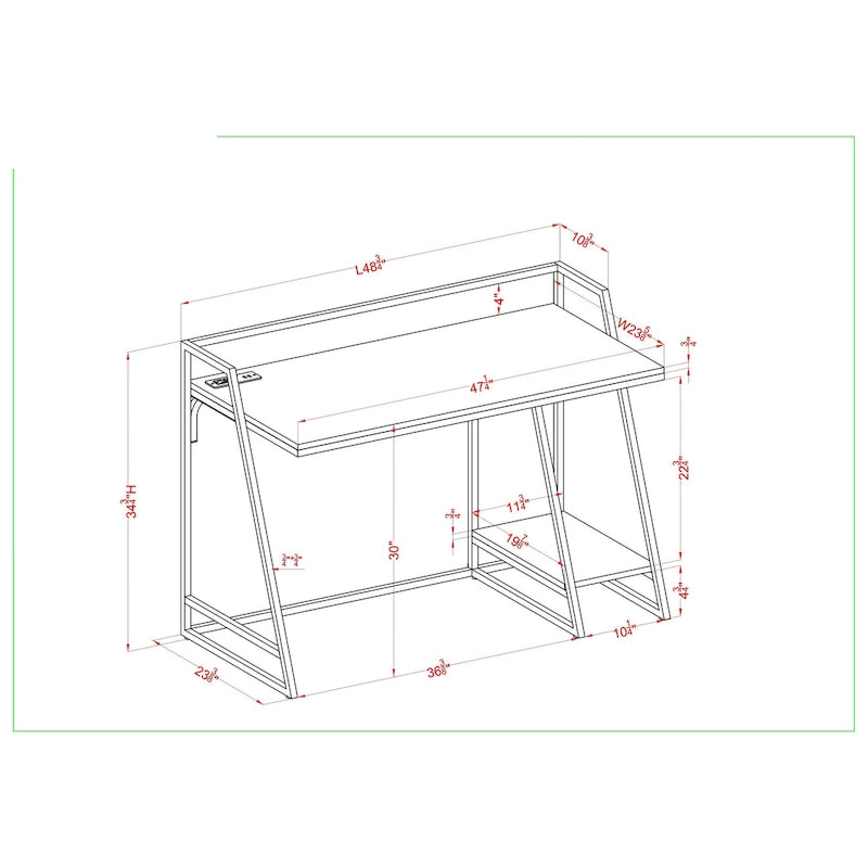 Industrial 49-inch Steel Computer Desk with USB Ports