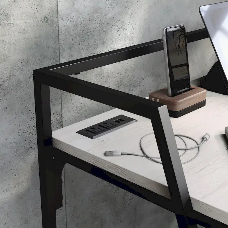 Průmyslový 49palcový ocelový počítačový stůl s USB porty