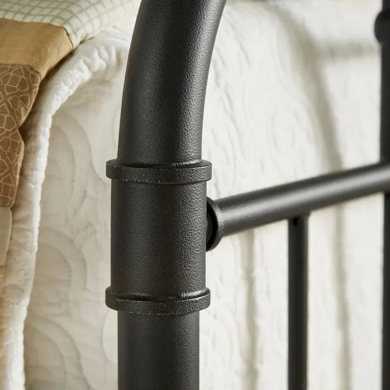 Classic Black Metal Bed with Spindle Headboard