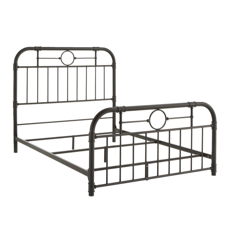 Classic Black Metal Bed with Spindle Headboard