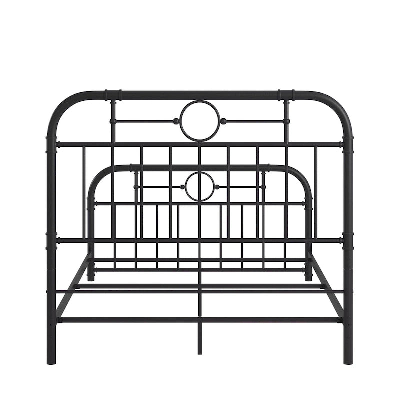 Classic Black Metal Bed with Spindle Headboard