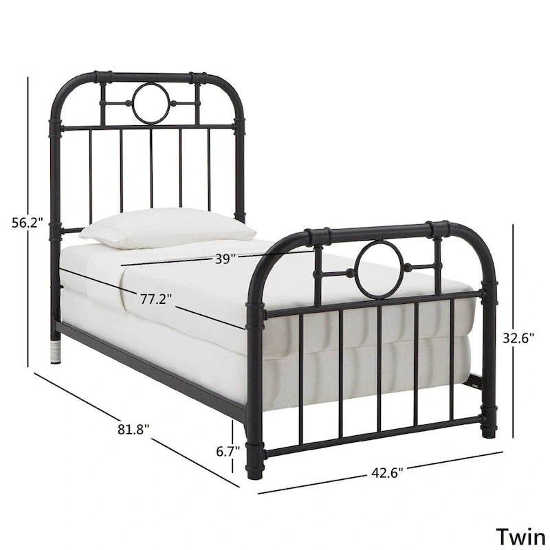 Classic Black Metal Bed with Spindle Headboard