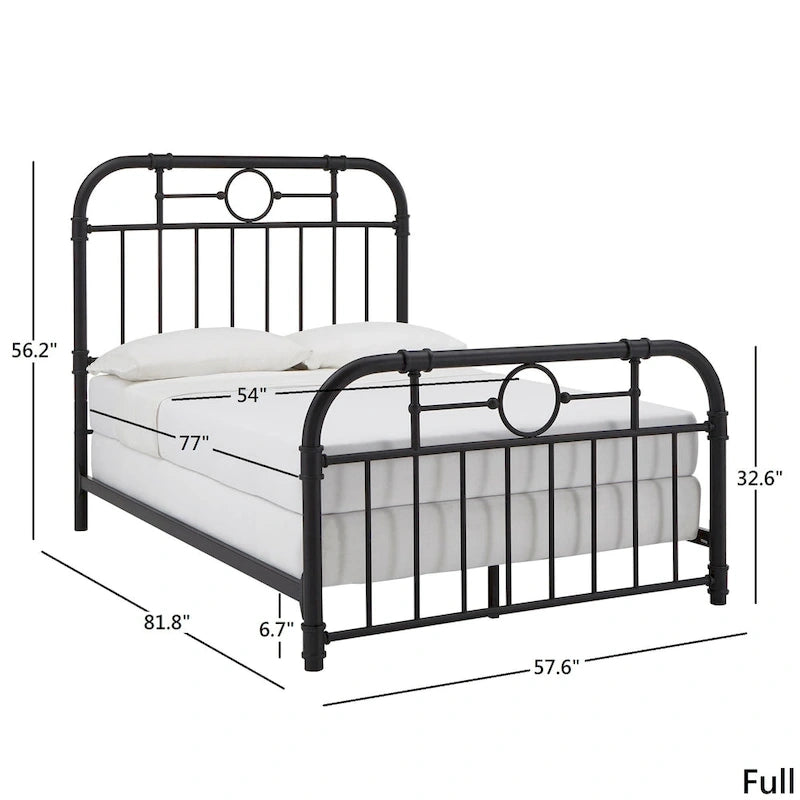 Classic Black Metal Bed with Spindle Headboard