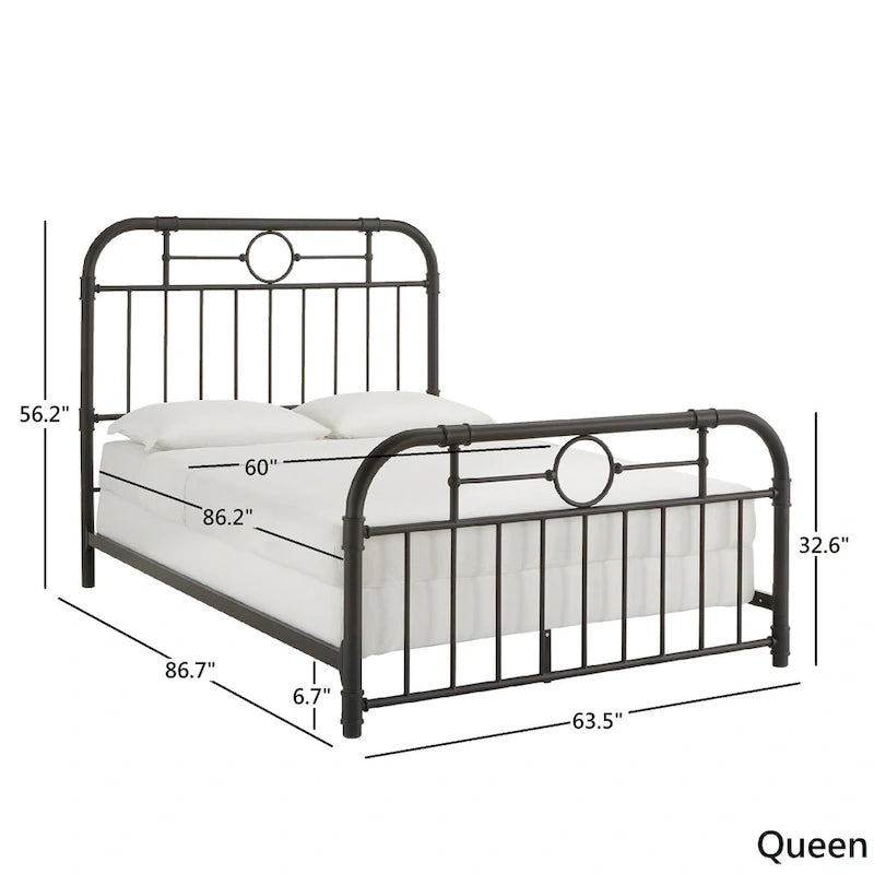 Classic Black Metal Bed with Spindle Headboard