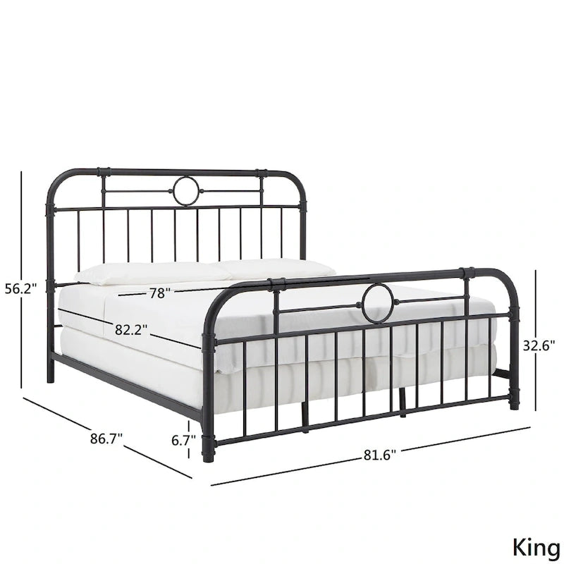 Classic Black Metal Bed with Spindle Headboard