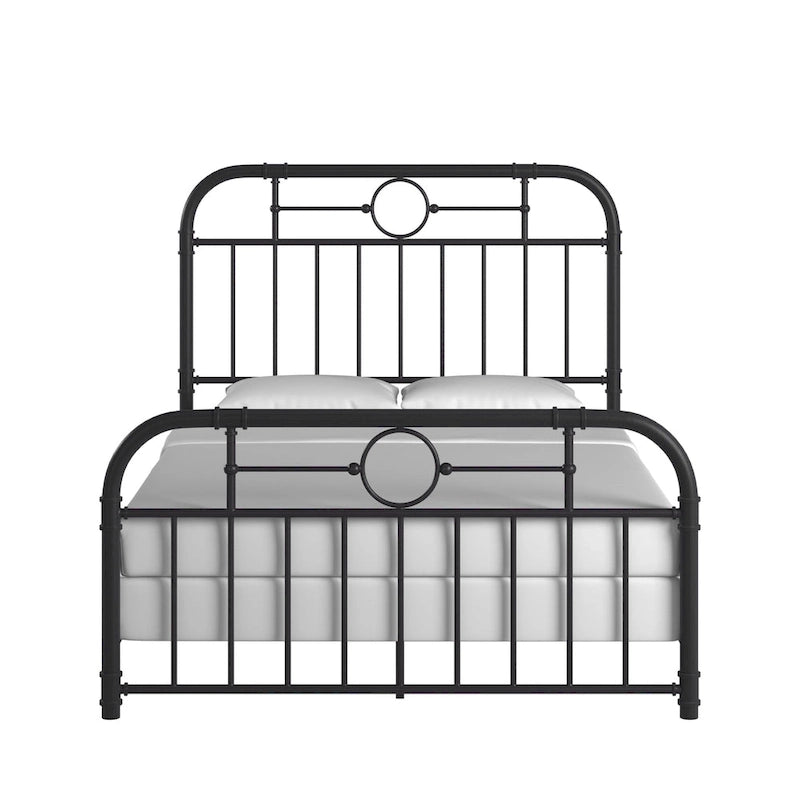 Classic Black Metal Bed with Spindle Headboard