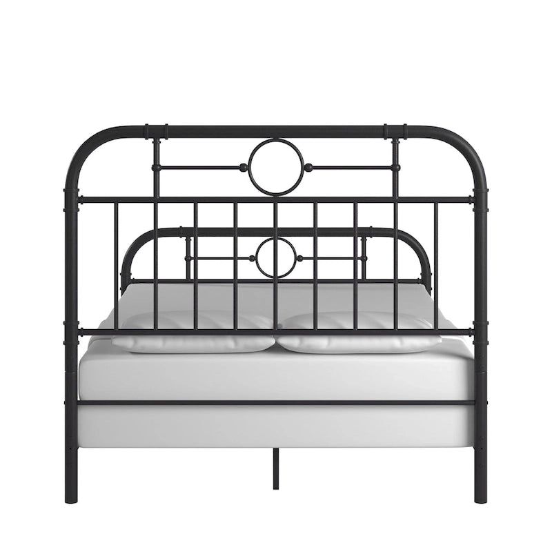 Classic Black Metal Bed with Spindle Headboard