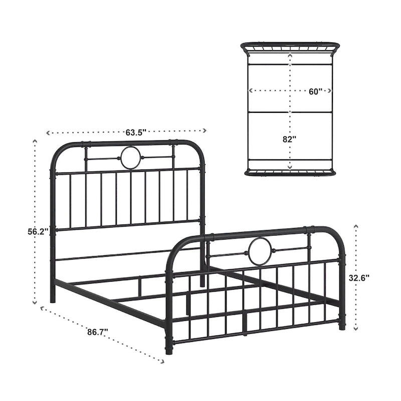 Classic Black Metal Bed with Spindle Headboard