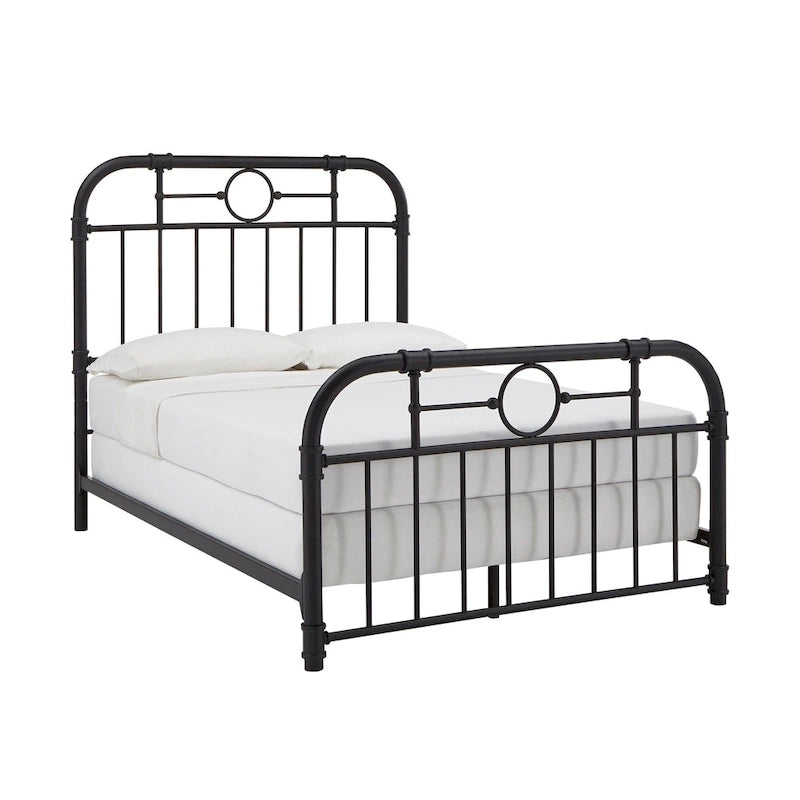 Classic Black Metal Bed with Spindle Headboard