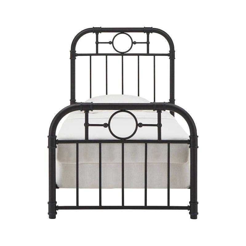 Classic Black Metal Bed with Spindle Headboard