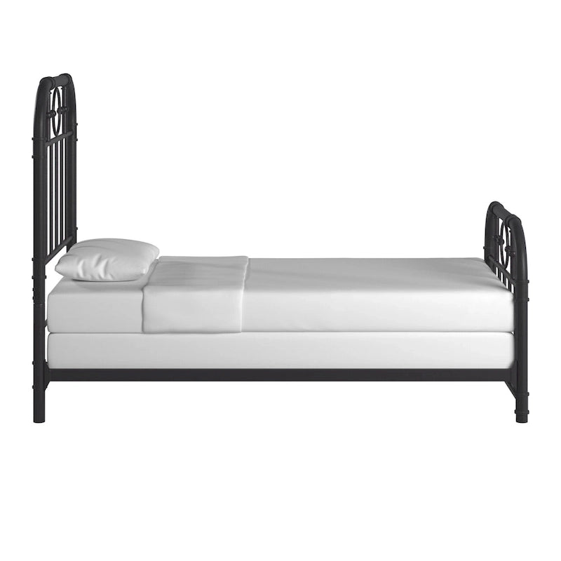 Classic Black Metal Bed with Spindle Headboard