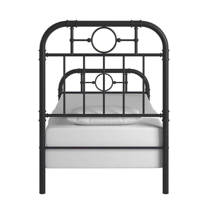 Classic Black Metal Bed with Spindle Headboard